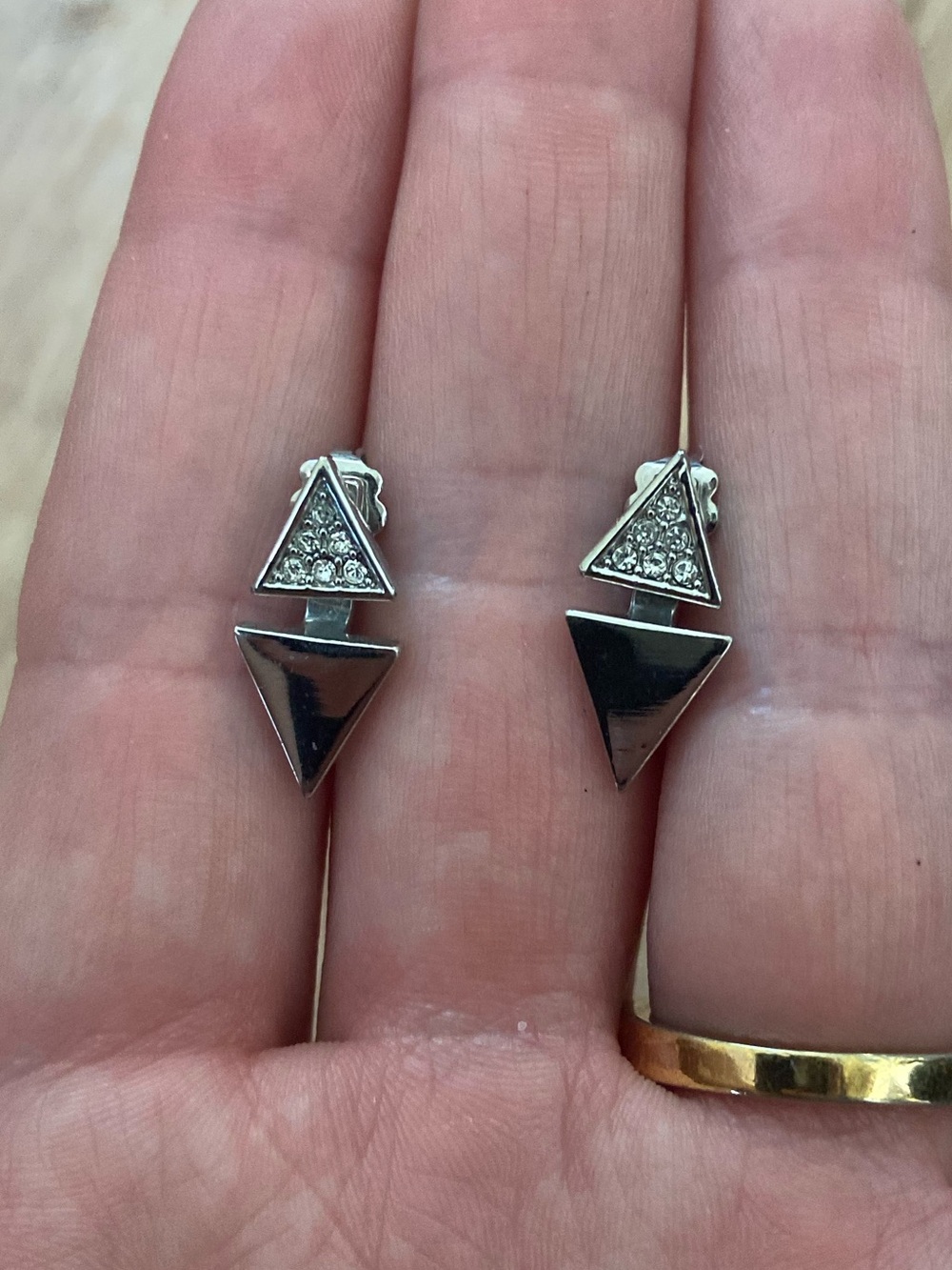 Cute Triangle Drop Earrings - Silver